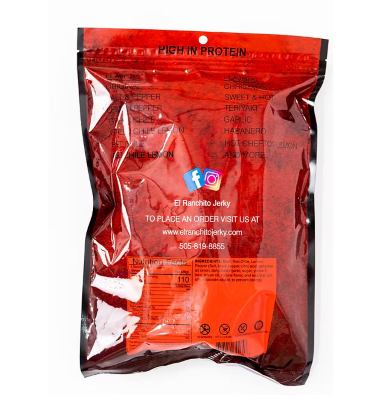 El Ranchito Carne Seca Red Chile Lemon Jerky Crunchy Beef 6 OZ